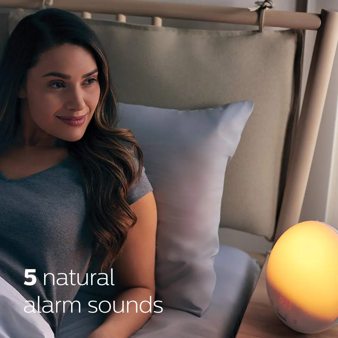 Philips Wake-Up Light, Colored Sunrise & Sunset Simulation, 5 Natural Sounds, FM Radio & Reading Lamp, Tap Snooze, HF3520/60 - view 3