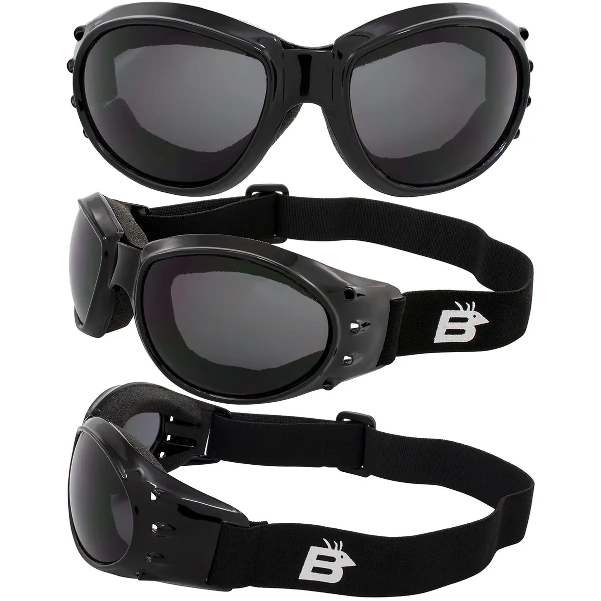 Birdz Eagle Motorcycle Goggles Black Frame Mirrored Brown Lens | 100% UVA/UVB Protection for Long Rides - view 4