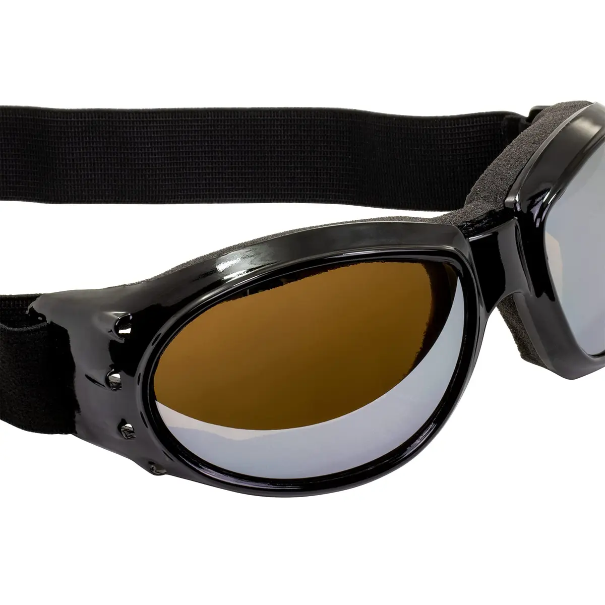 Birdz Eagle Motorcycle Goggles Black Frame Mirrored Brown Lens | 100% UVA/UVB Protection for Long Rides - view 8
