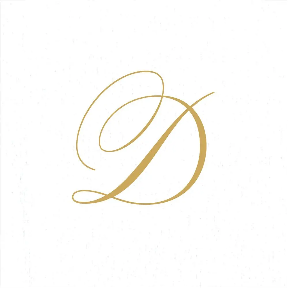 Caspari White Pearl Paper Linen Cocktail Napkins, Monogram Initial D, Pack of 30 (5" Sq Folded, 10" Sq Open) | Imported for Indian Entertaining - main product image