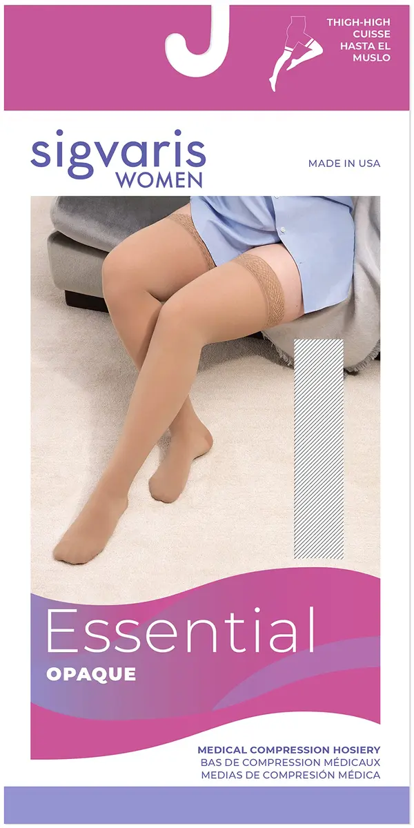 Sigvaris Women’s Essential Opaque 860 Thigh-Highs 30-40mmHg Honey | Support for Edema & Circulation - view 3