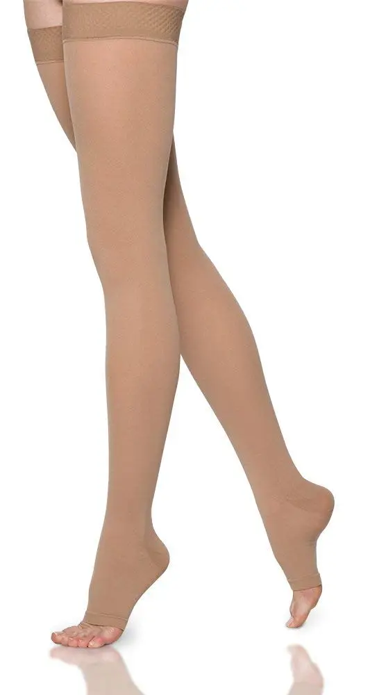Sigvaris Women’s Essential Opaque 860 Open Thigh-Highs 20-30mmHg Light Beige Medium Long - main product image