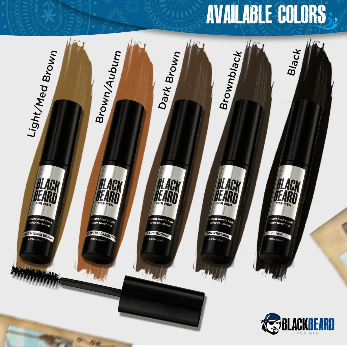 Blackbeard for Men Instant Beard Color, Brown/Auburn, 6 Pack | Waterproof, Hypoallergenic, Touch-Up - view 10