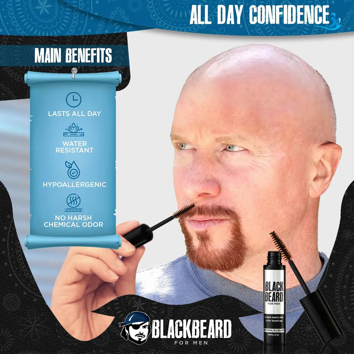 Blackbeard for Men Instant Beard Color, Brown/Auburn, 6 Pack | Waterproof, Hypoallergenic, Touch-Up - view 4