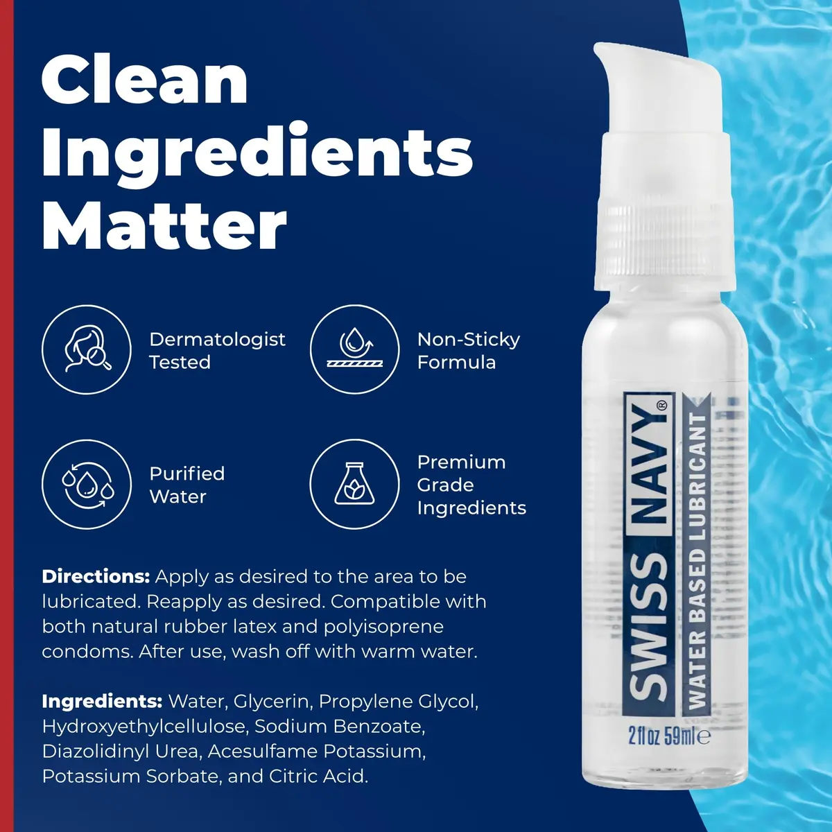 Swiss Navy Water-Based Lubricant - 2 oz | Gel with Slickness & Travel-Friendly Locking Pump - view 3