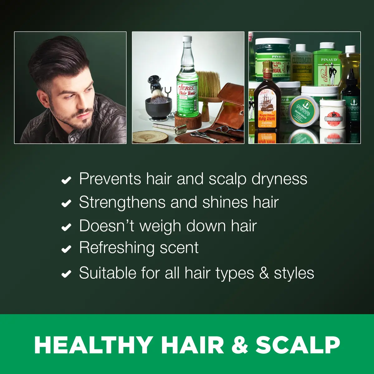 Clubman Jeris Hair Tonic Professional Size 414ml (14 Fl Oz) | Classic Men's Grooming Treatment for Shine and Scalp Health - view 4
