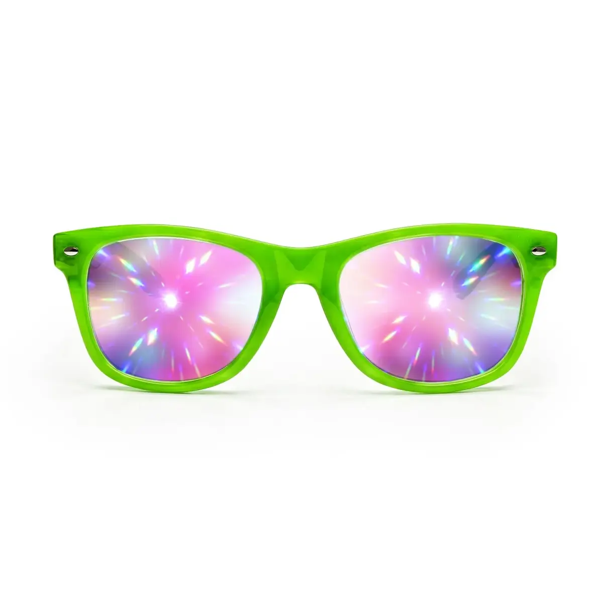 GloFX Ultimate Diffraction Glasses - Black Frame, Rainbow Lens | Lightweight & Durable — Green / Line - main product image