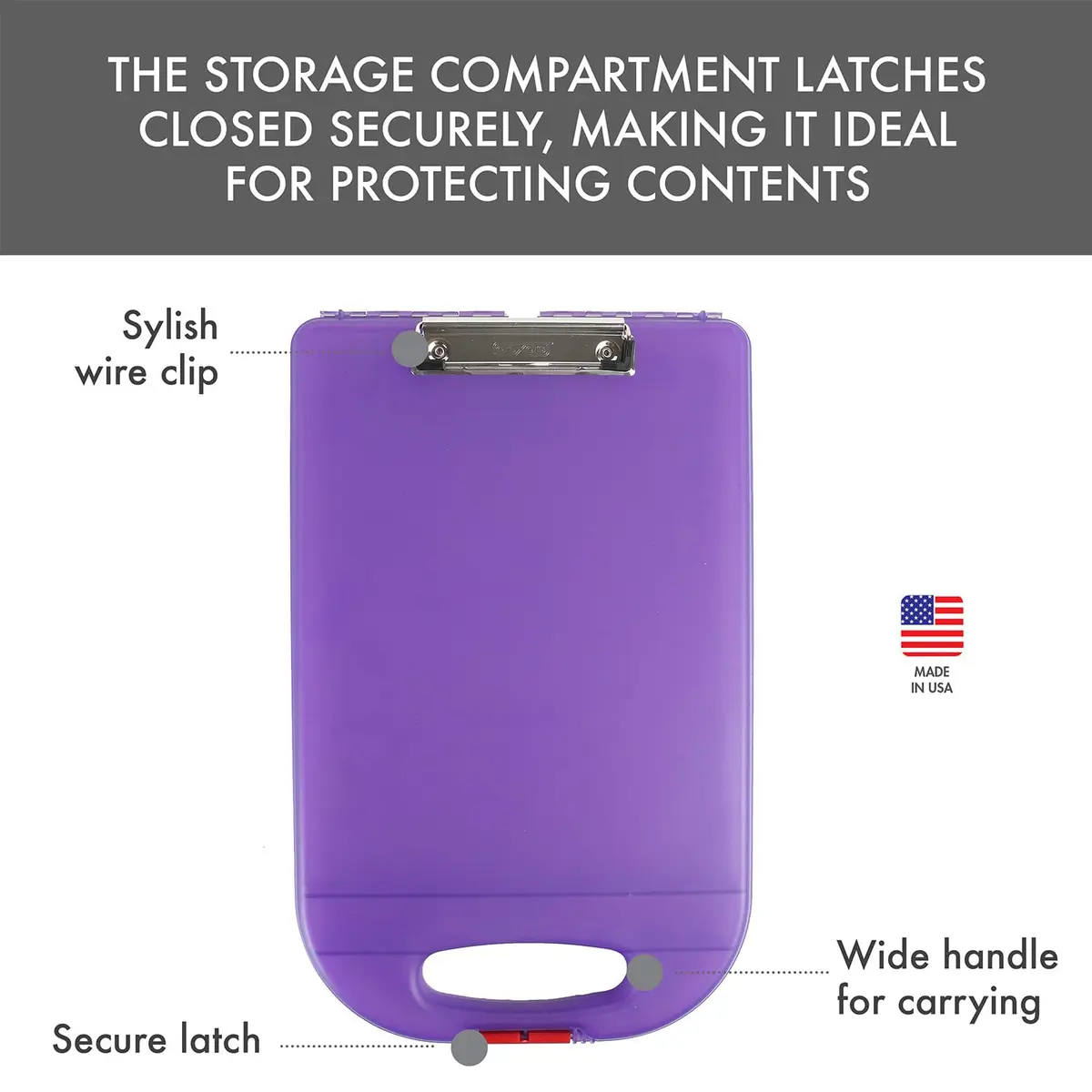 Dexas Clipcase 2 Storage Clipboard with Rounded Handle, Purple | Durable Plastic, 15.5x10 inches, USA Design - view 3