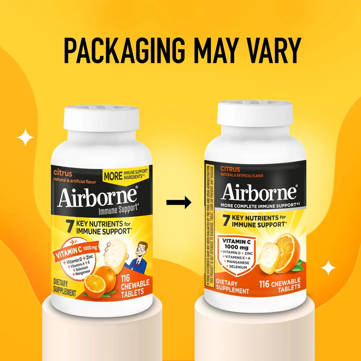 Airborne Citrus Chewable Tablets 116ct | Immune Support with 1000mg Vitamin C & Herbal Blend - view 7