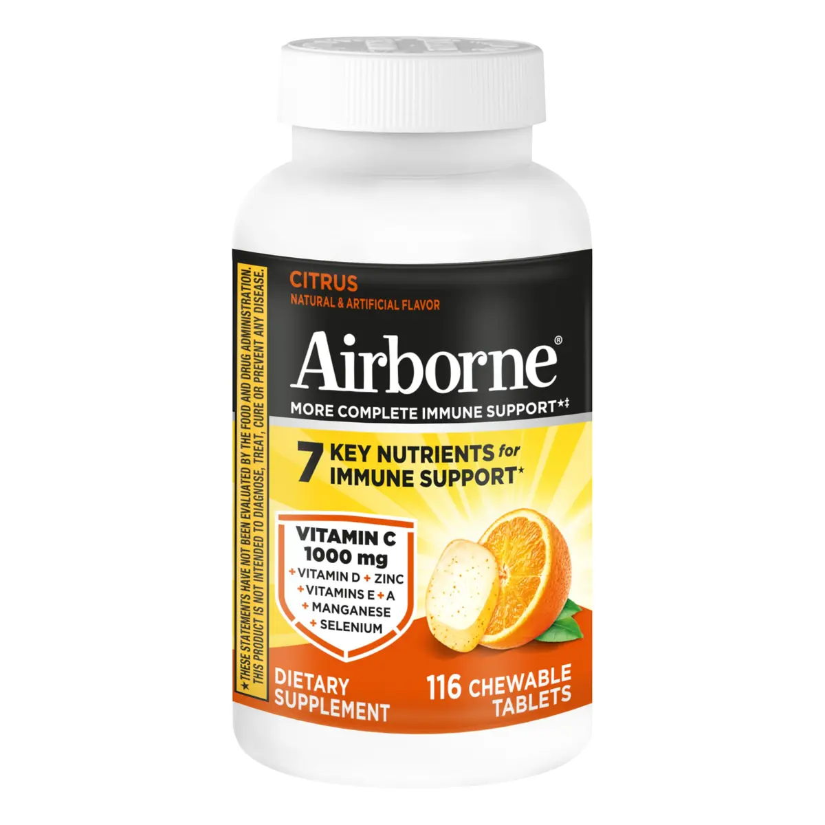 Airborne Citrus Chewable Tablets 116ct | Immune Support with 1000mg Vitamin C & Herbal Blend - view 8