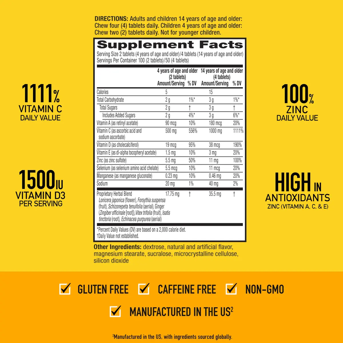 Airborne Citrus Chewable Tablets 116ct | Immune Support with 1000mg Vitamin C & Herbal Blend - view 4