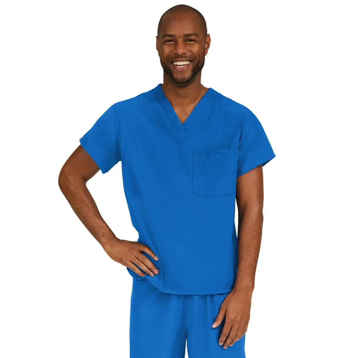 Medline PerforMAX Reversible V-Neck Scrub Top, 3XL, Royal Blue | Energy-efficient, quick-drying, durable medical scrub - main product image
