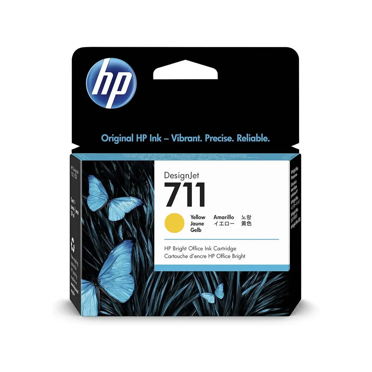 HP 711 Yellow 29-ml Genuine Ink Cartridge (CZ132A) for DesignJet T530, T525, T520, T130, T125, T120 & T100 Large Format Plotter Printers | Bright, Water-Resistant Colors - main product image