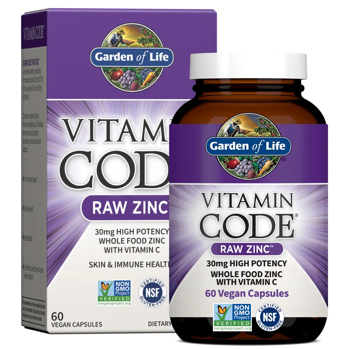 Garden of Life Vitamin Code Raw Zinc Supplement 30mg | Vegan Capsules for Immune & Skin Support - main product image