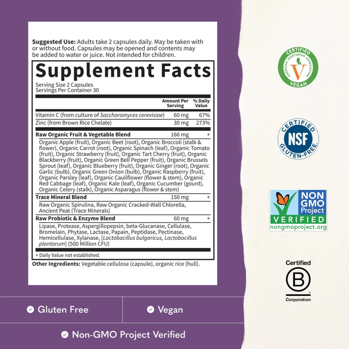 Garden of Life Vitamin Code Raw Zinc Supplement 30mg | Vegan Capsules for Immune & Skin Support - view 3