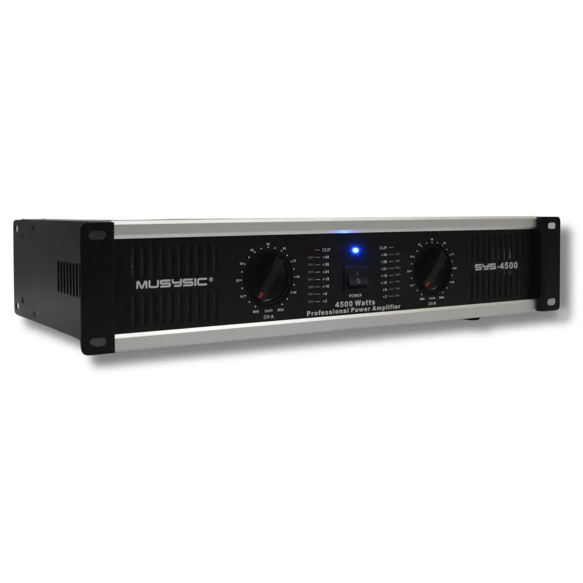 MUSYSIC Professional Power Amplifier 2 Channel 4500W | 2200W at 2Ω, 1100W at 4Ω, 550W at 8Ω, Rack Mount - main product image