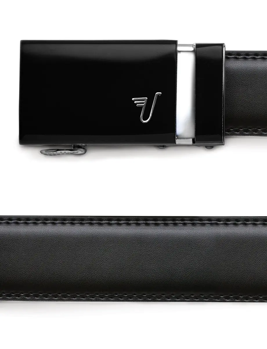 Mission Belt Men's Ratchet Belt - 35mm Black Buckle/Black Leather | Perfect Fit & Support Global Hunger (70-120 chars) - view 3