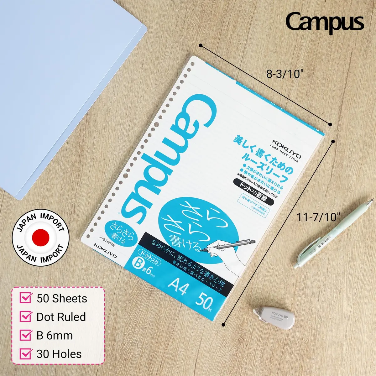 KOKUYO Campus Loose Leaf Paper A4 Dot Ruled 50 Sheets (75 GSM) | Smooth Writing & Bleed Resistant - view 2