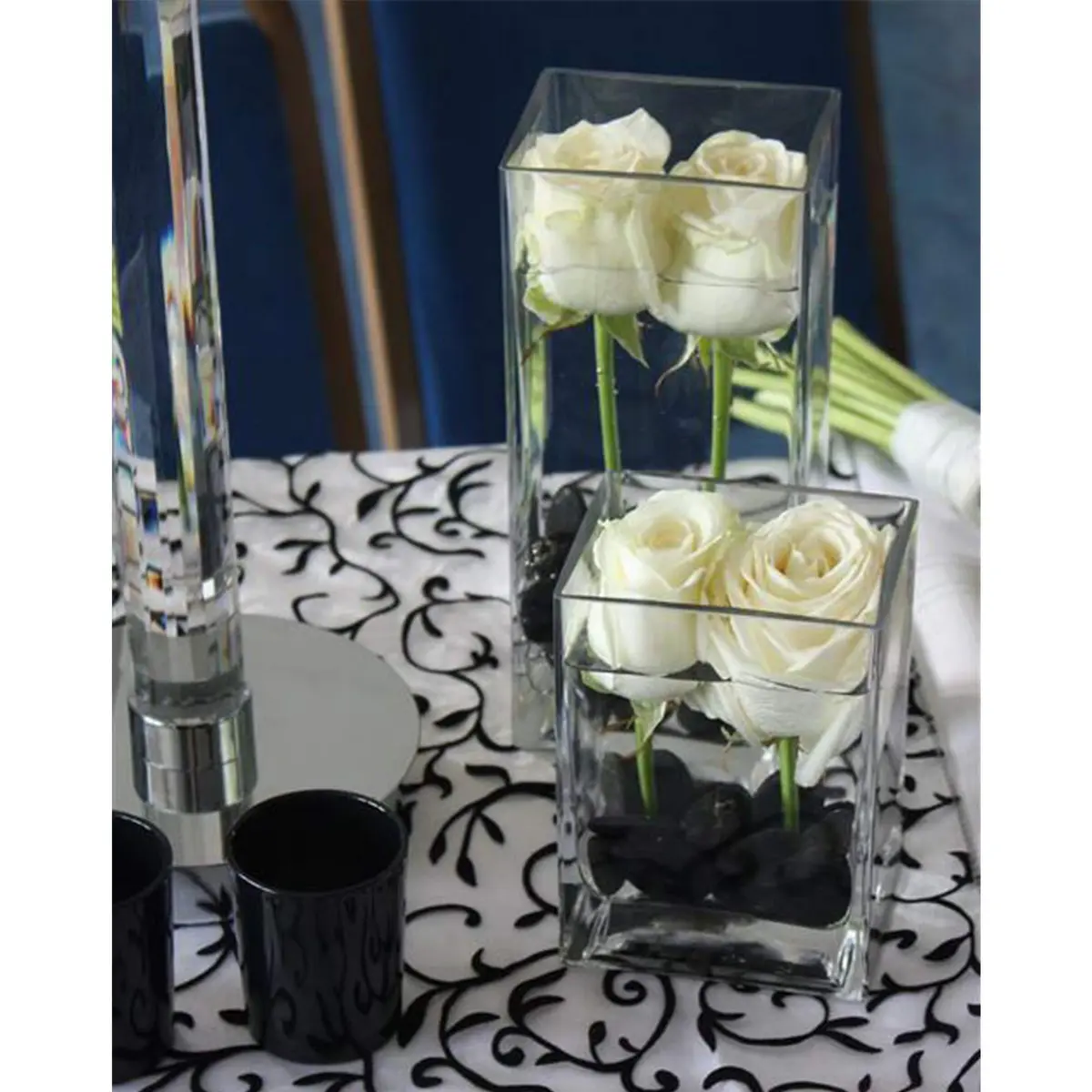 WGVI Rectangle Block Vase 6" x 4" x 6" Clear Glass Home Decor - view 4