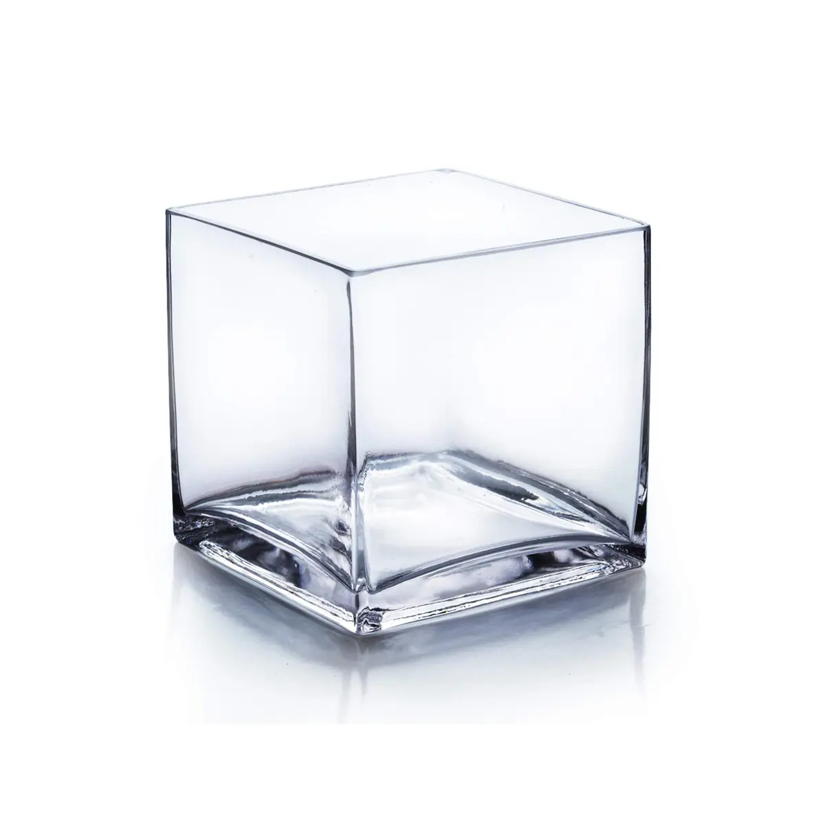 WGVI WGV Cube Glass Vase 6" Clear Elegant Floral Accent Container - main product image