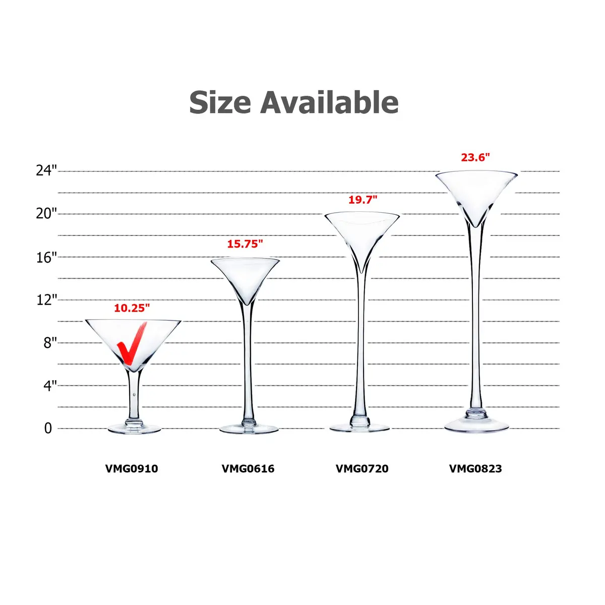 WGVI WGV Martini Glass Vase, Open 9" | Elegant Handblown Glass Centerpiece - view 3