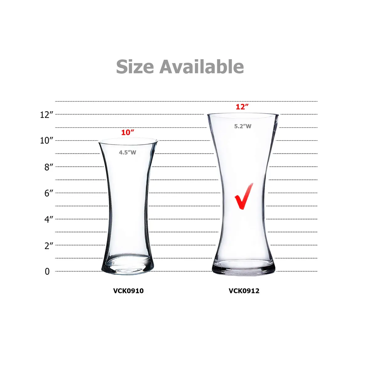 WGVI Unique Bouquet Vase, 5" W, 12" H, Clear Glass Tall Floral Centerpiece for Home & Wedding Decor - view 3