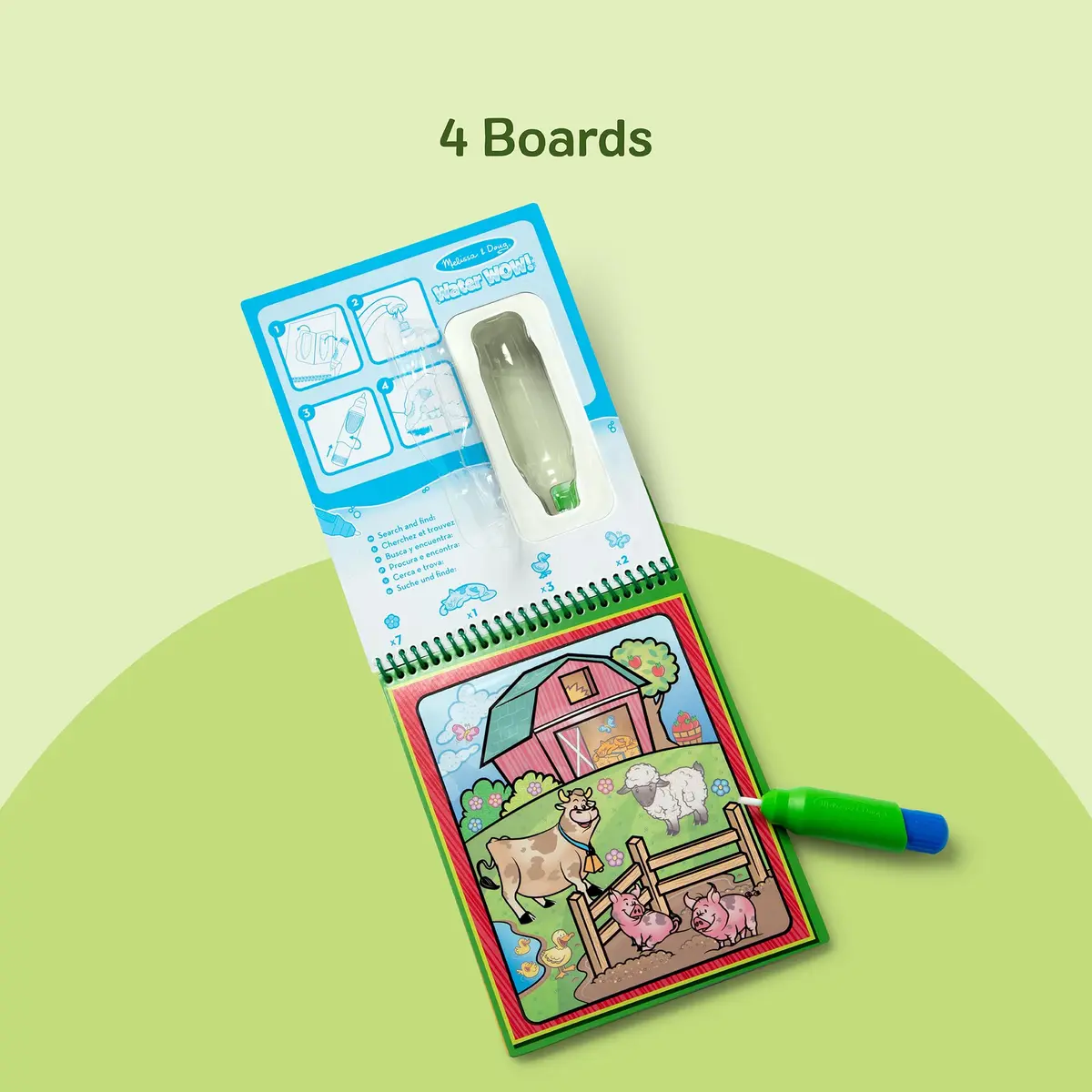 Melissa & Doug On the Go Water Wow! Animals Activity Pad | Mess-Free Water Reveal Coloring Book with Refillable Pen, 4 Pages, Ages 3+ - view 5