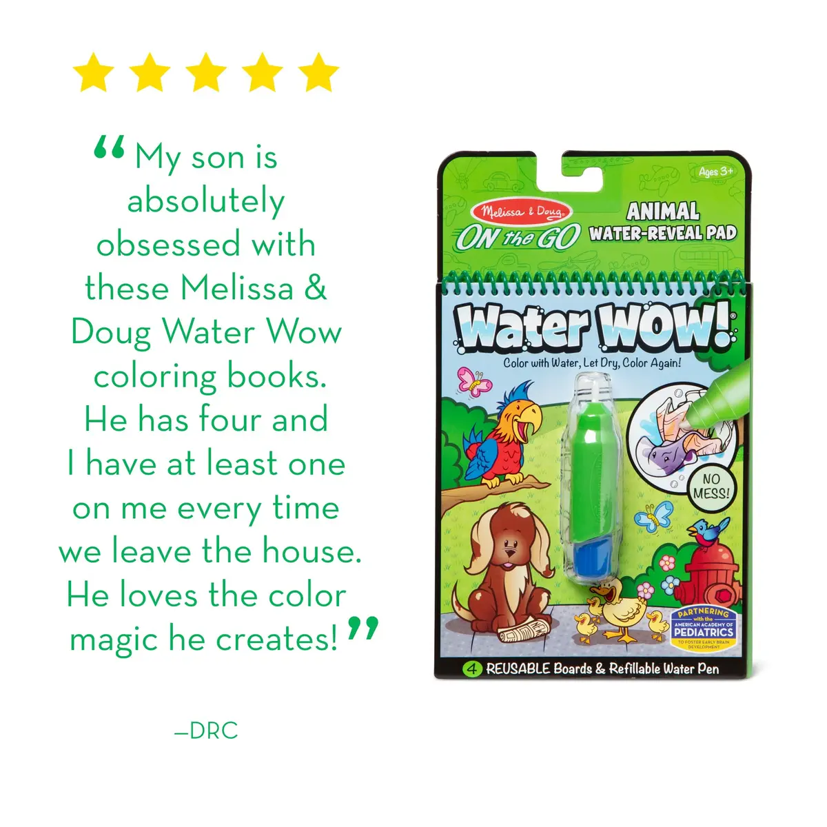 Melissa & Doug On the Go Water Wow! Animals Activity Pad | Mess-Free Water Reveal Coloring Book with Refillable Pen, 4 Pages, Ages 3+ - view 9