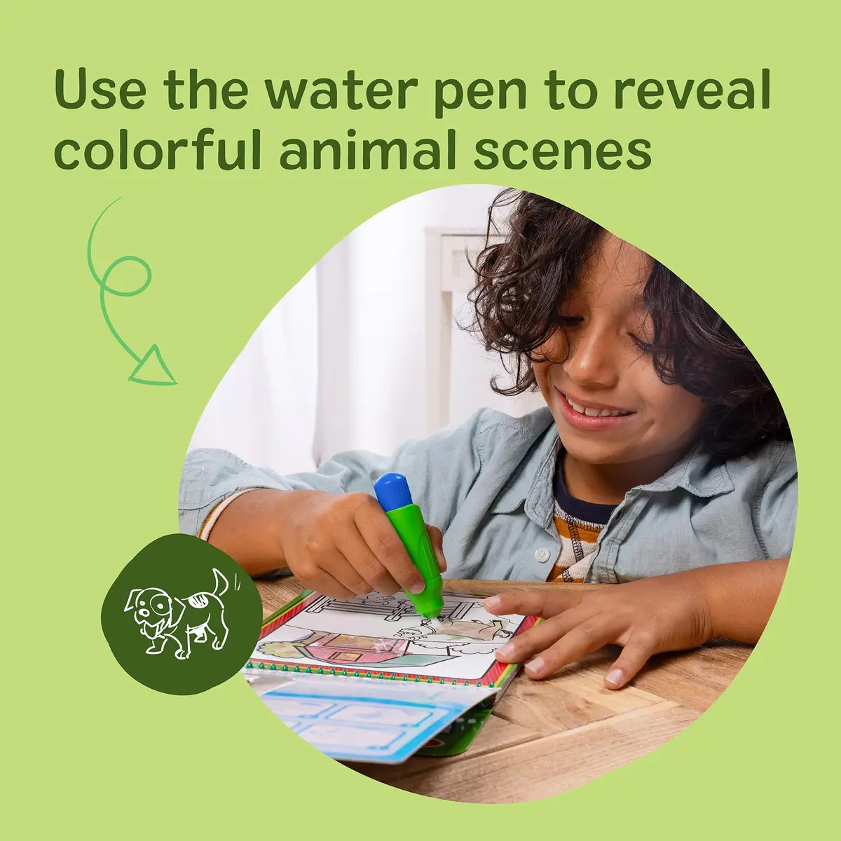 Melissa & Doug On the Go Water Wow! Animals Activity Pad | Mess-Free Water Reveal Coloring Book with Refillable Pen, 4 Pages, Ages 3+ - view 3