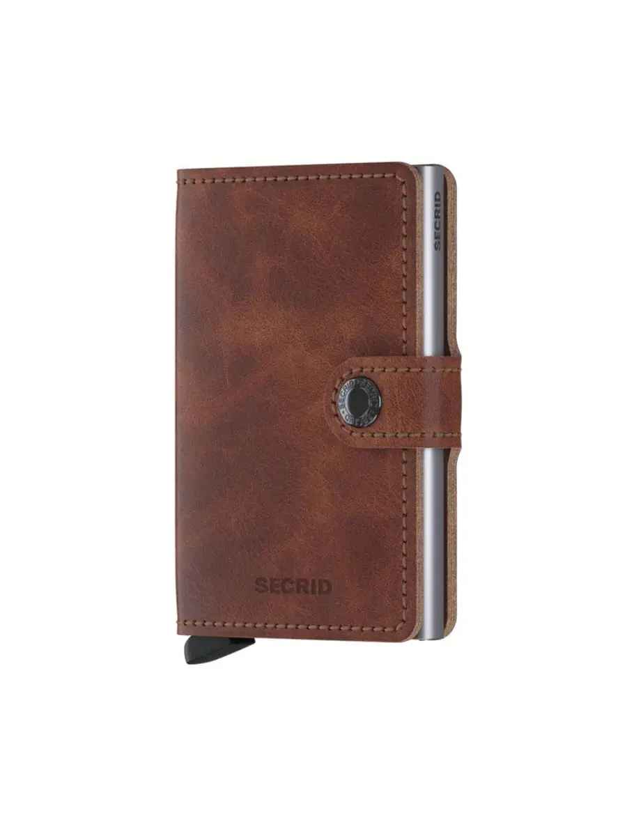 Secrid Mini Wallet Genuine Leather Vintage Brown RFID Safe Card Case 6 Cards | Compact & Secure - main product image