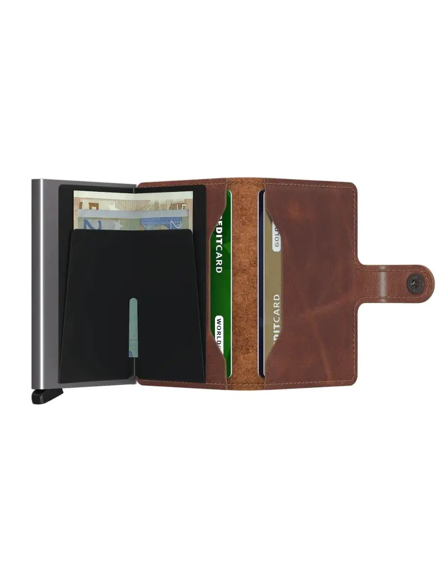 Secrid Mini Wallet Genuine Leather Vintage Brown RFID Safe Card Case 6 Cards | Compact & Secure - view 3