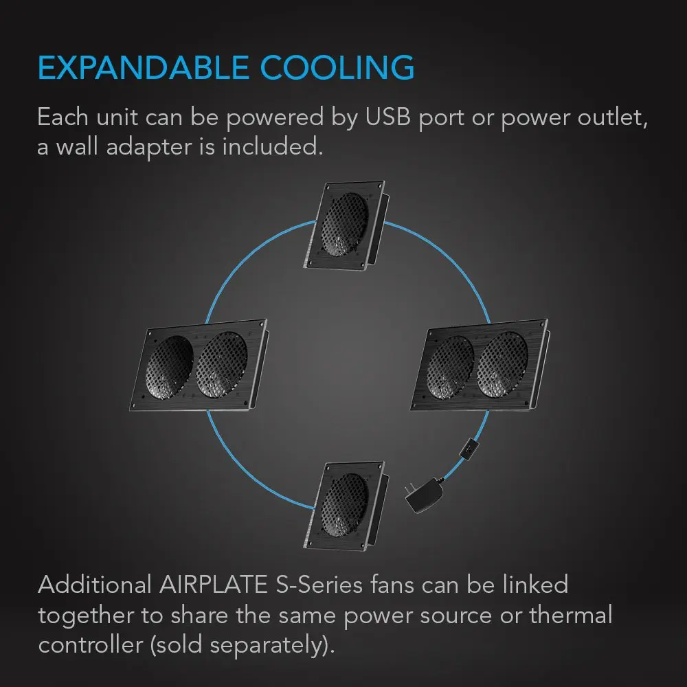 AC Infinity AIRPLATE S7 Quiet Cabinet Cooling Fan 12" (30.7 cm) with Speed Controller | 104 CFM Airflow, 19 dBA Noise, Dual Ball Bearings - view 4
