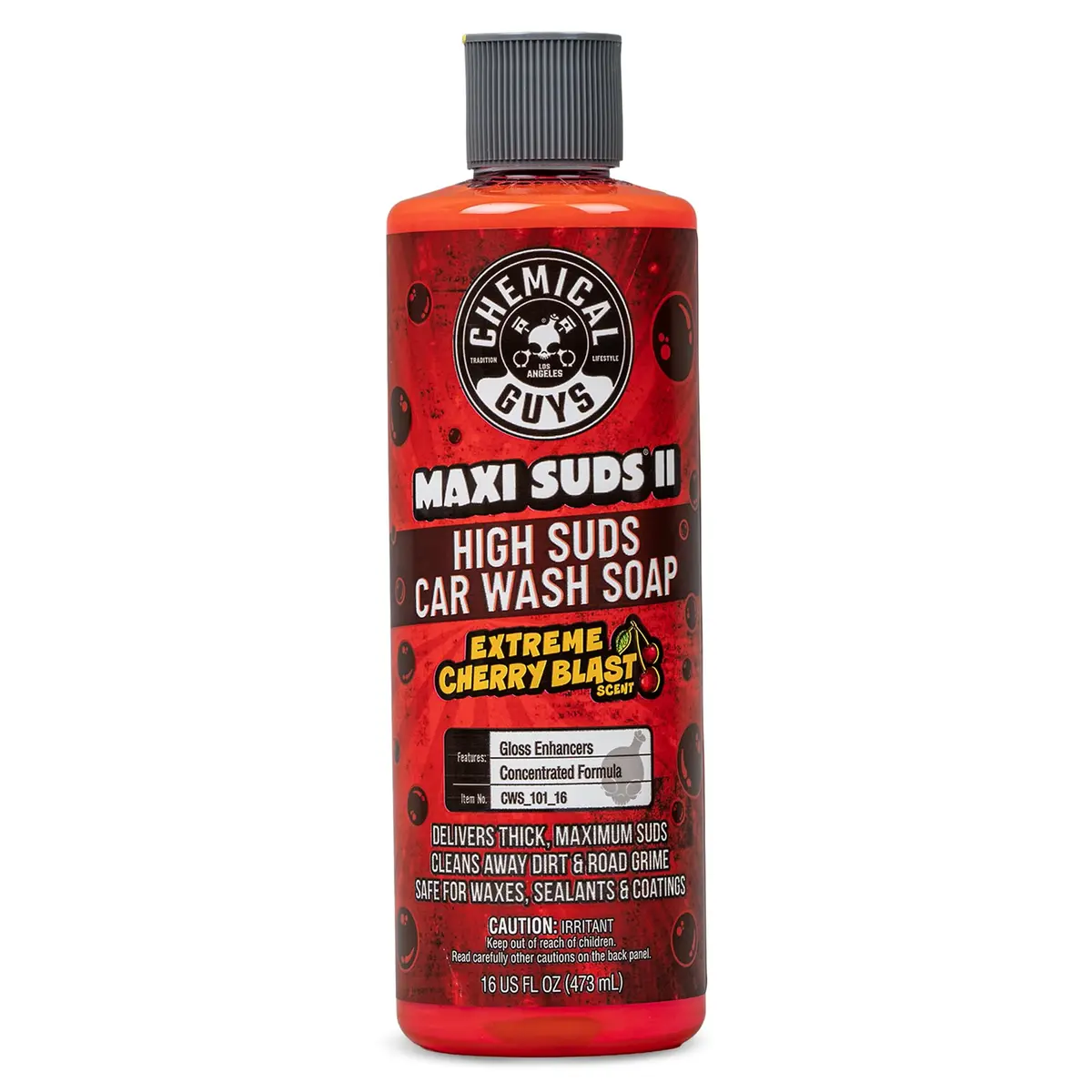 Chemical Guys Maxi Suds II Foaming Car Wash Soap Cherry Scent 473ml (16 fl oz) | pH-Balanced, Wax-Safe Formula - main product image