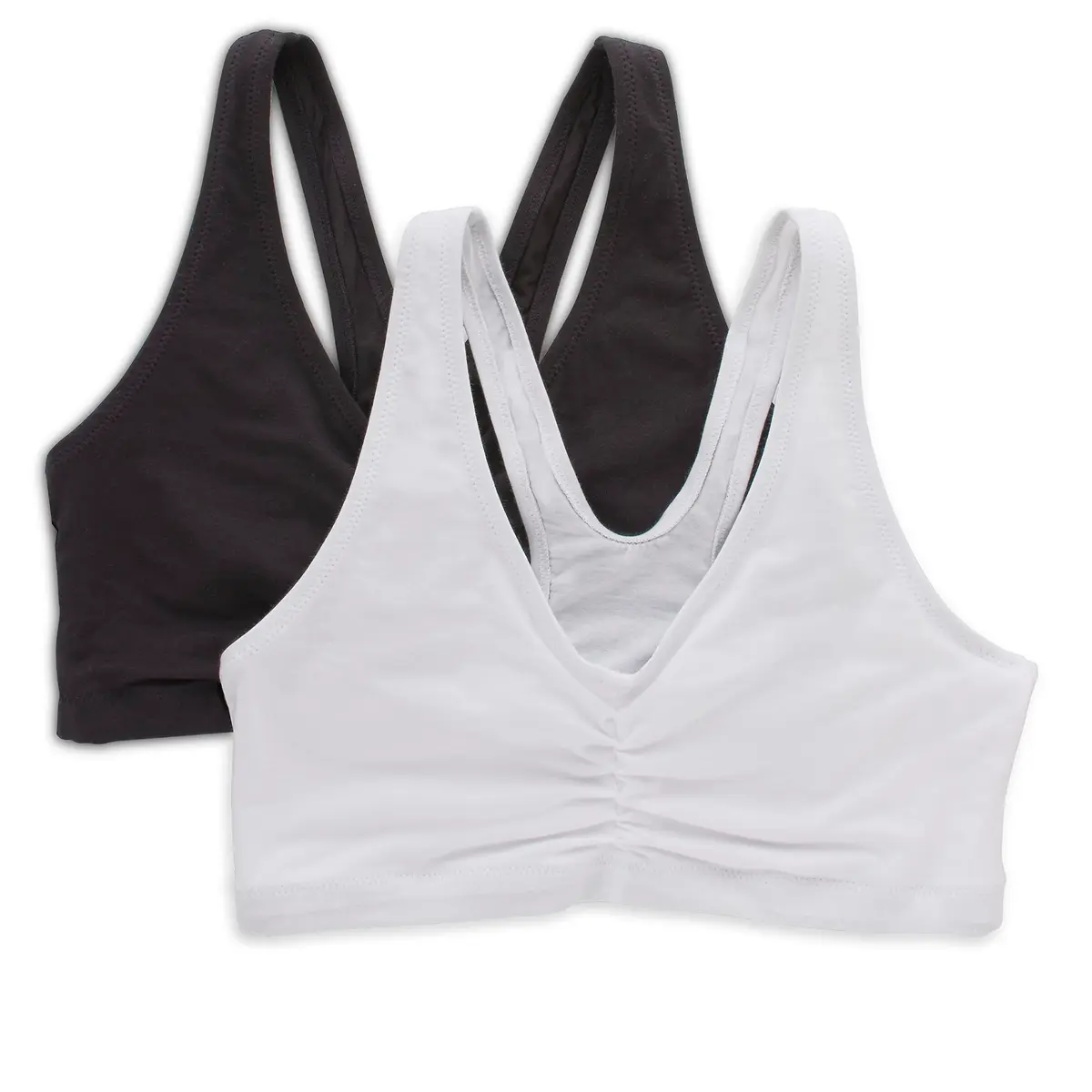 Hanes Women's Stretch Cotton Low Impact Sports Bras - 2 Pack, White/Black, Small | Wireless, Support & Comfort - main product image