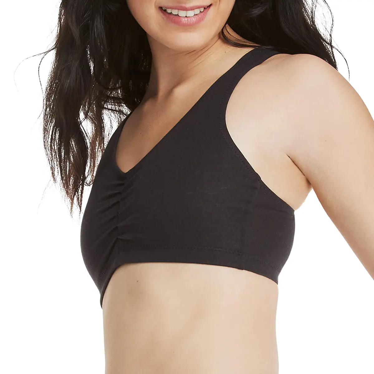 Hanes Women's Stretch Cotton Low Impact Sports Bras - 2 Pack, White/Black, Small | Wireless, Support & Comfort - view 3