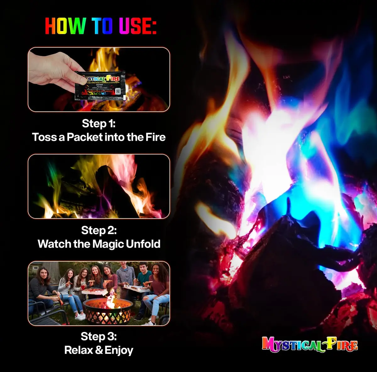 Mystical Fire Color Changing Packets – 24 Pack | Vibrant Flames for Outdoor Fire Pits & Campfires - view 5