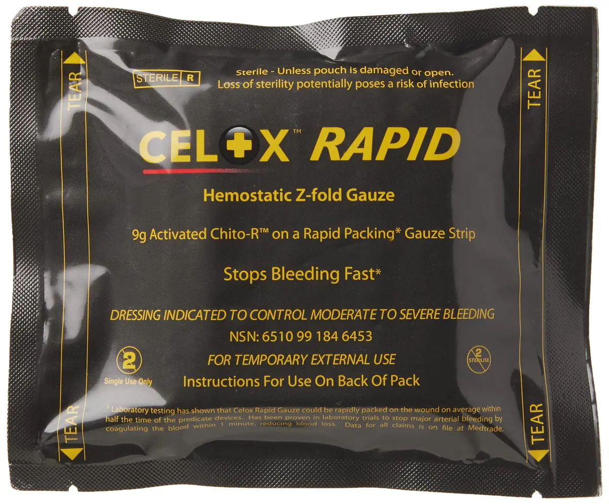 Celox RAPID Z-Folded Gauze 7.6cm x 1.5M (1 Count) | Stops Severe Bleeding in 60 Seconds - main product image