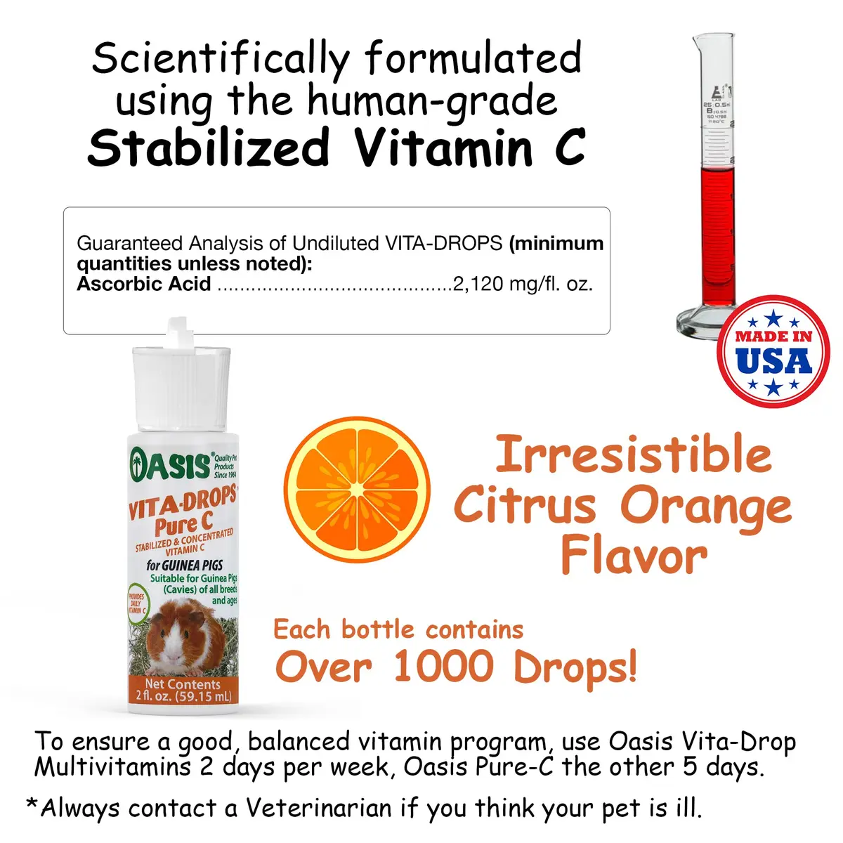Kordon Oasis Vita-Drops-Pure C for Guinea Pig 2 Fl Oz | Supports Immune & Well-being - view 6