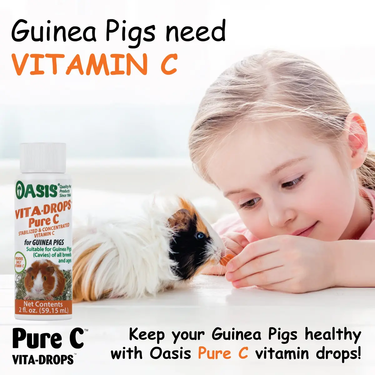 Kordon Oasis Vita-Drops-Pure C for Guinea Pig 2 Fl Oz | Supports Immune & Well-being - view 2