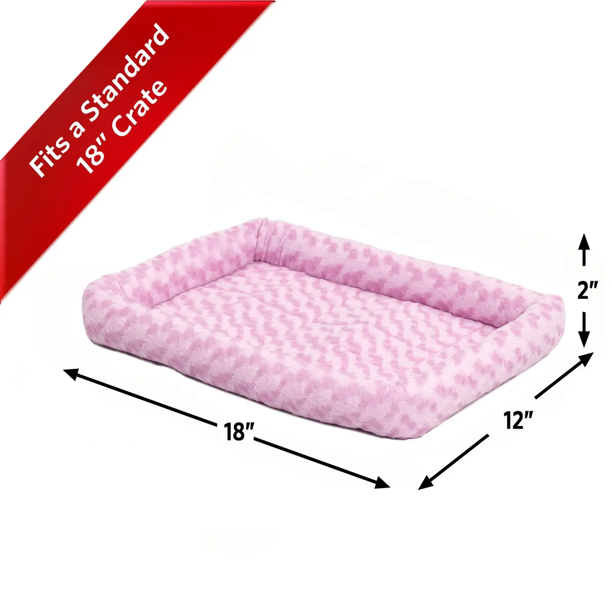 MidWest Homes for Pets QuietTime Bolster Dog Bed 45.7cm (18 Inch) | Plush Pink Crate Mat for Toy Breeds & Cats - view 4