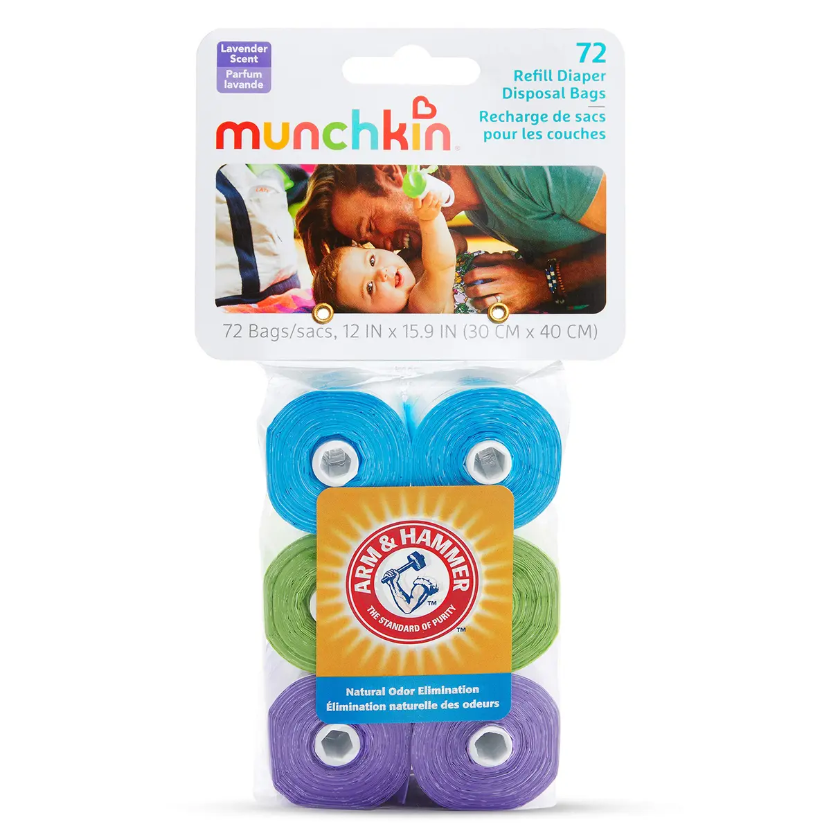Munchkin Arm & Hammer Diaper Bag Refills Lavender Scent 72 Bags | Odor Control for On-the-Go - view 4