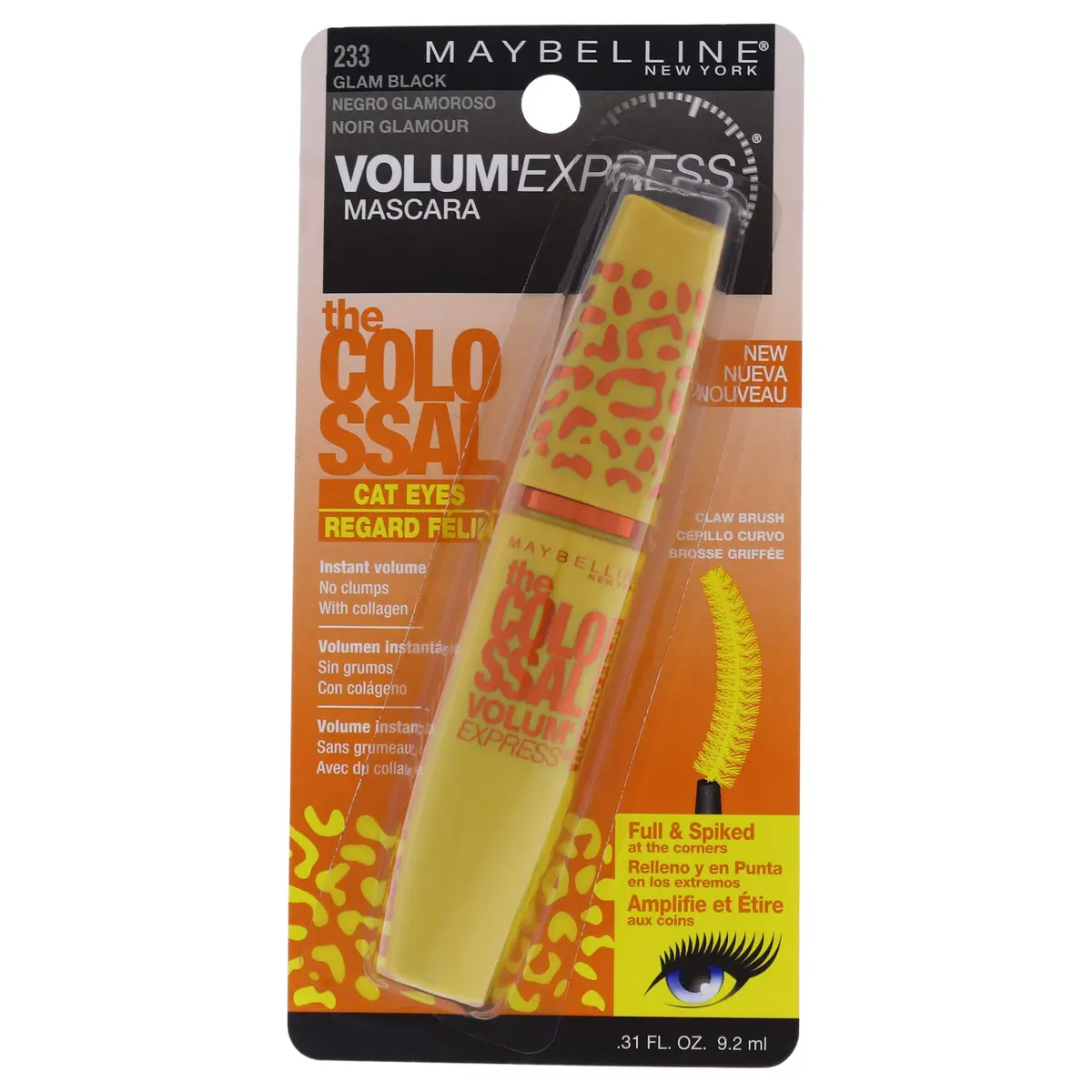 Maybelline New York Volume Express Colossal Cat Eyes Mascara, Glam Black, 9.17ml (0.31 Fl Oz) | Ophthalmologist Tested - main product image