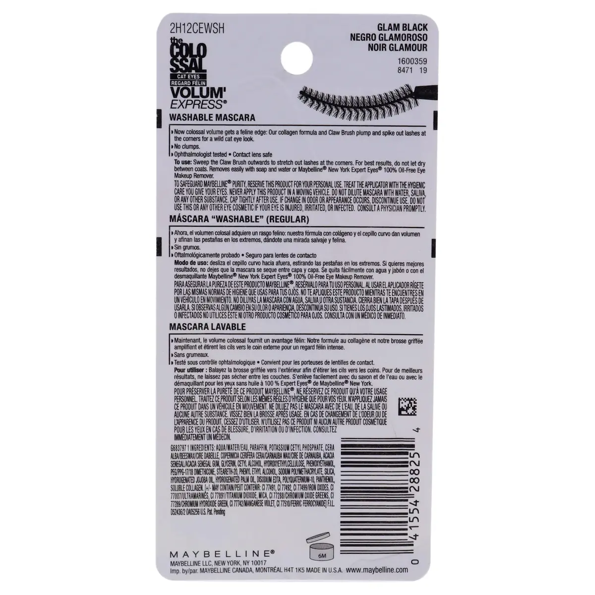 Maybelline New York Volume Express Colossal Cat Eyes Mascara, Glam Black, 9.17ml (0.31 Fl Oz) | Ophthalmologist Tested - view 2