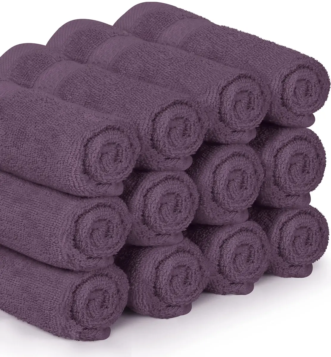 Utopia Towels 12 Pack Premium Wash Cloths, 12x12 in, 100% Cotton, Plum | Highly Absorbent & Soft - view 6