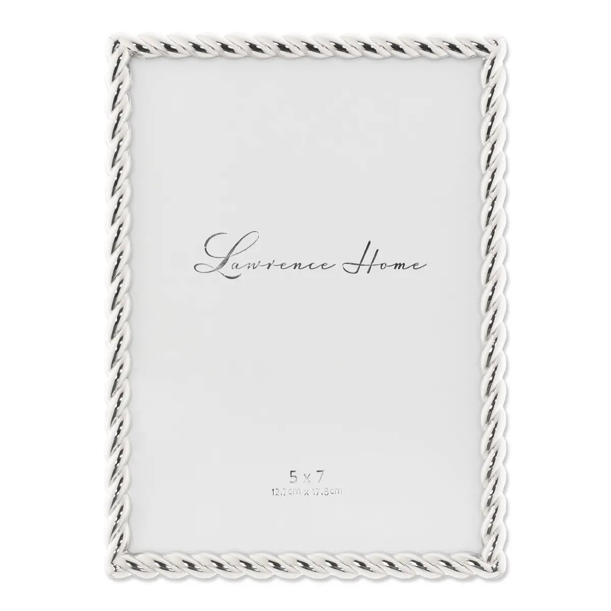 Lawrence Frames Metal Frame, Rope Design, Silver, 5x7 | Elegant Wall & Tabletop Decor - main product image