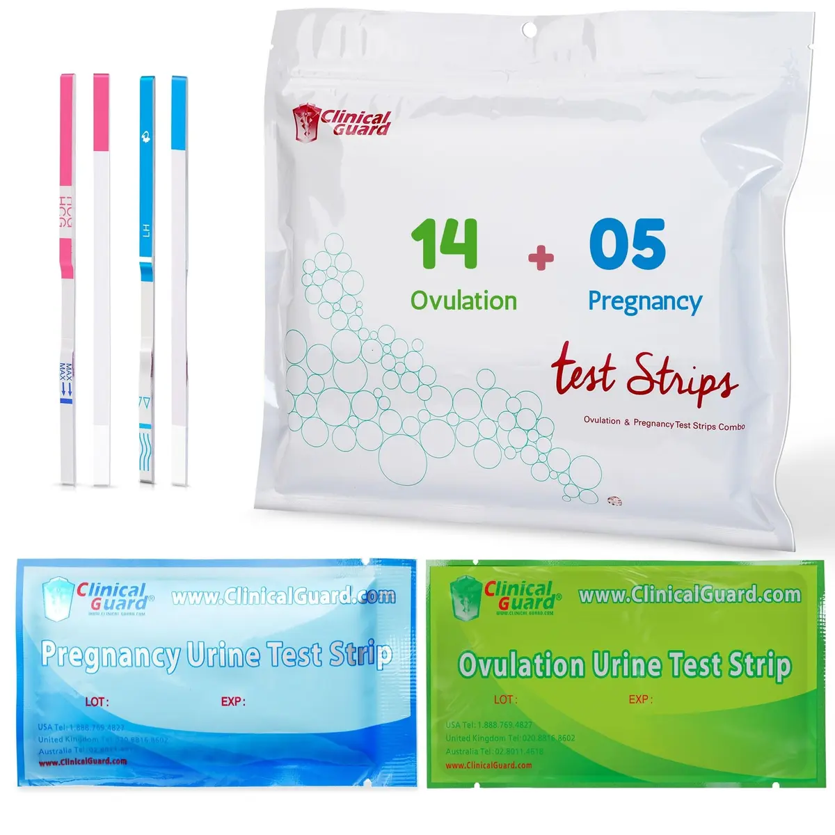 Clinical Guard Medical Test Strip Combo 19 Count | Accurate Ovulation & Pregnancy Tests for Indian Women - main product image