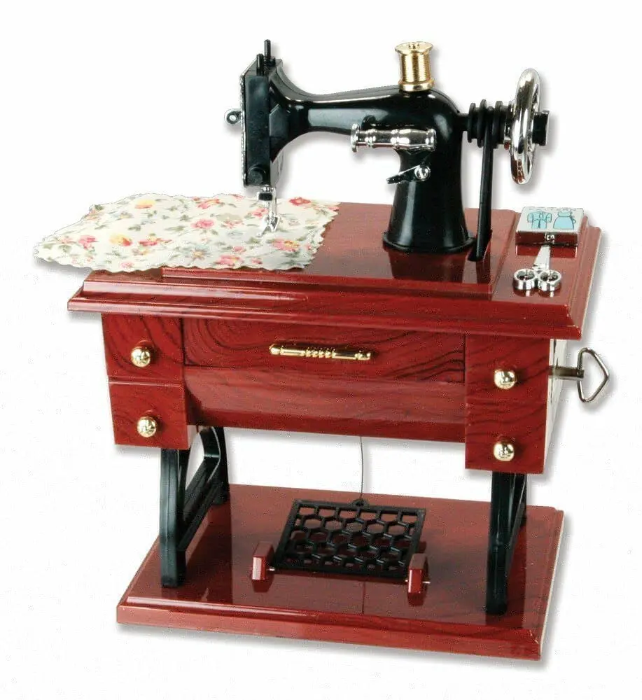 G Ganen Musical Sewing Machine Music Box Vintage Look (Brown-1) | Handcrafted Nostalgic Decor (70-120 chars) - view 7