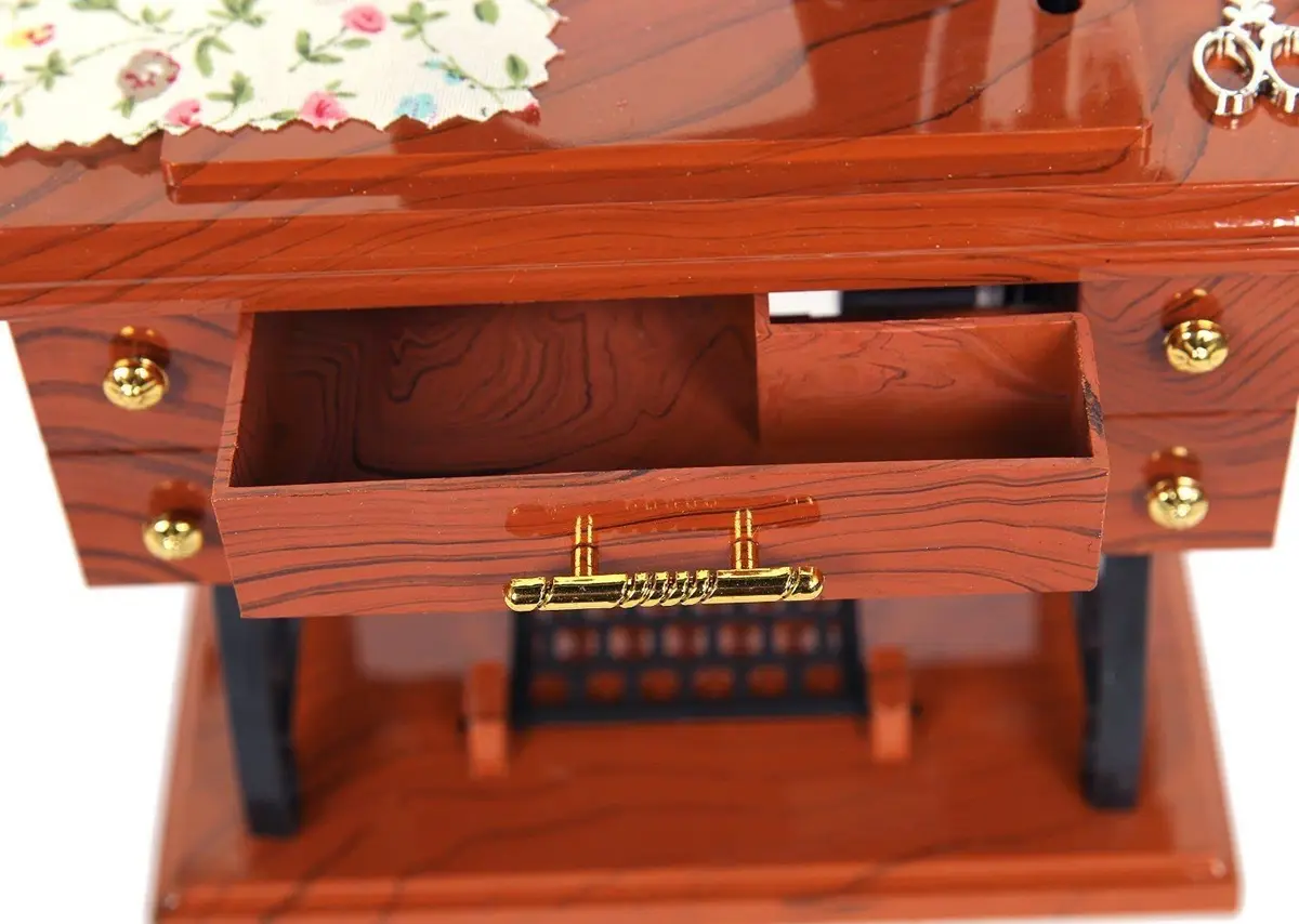 G Ganen Musical Sewing Machine Music Box Vintage Look (Brown-1) | Handcrafted Nostalgic Decor (70-120 chars) - view 3