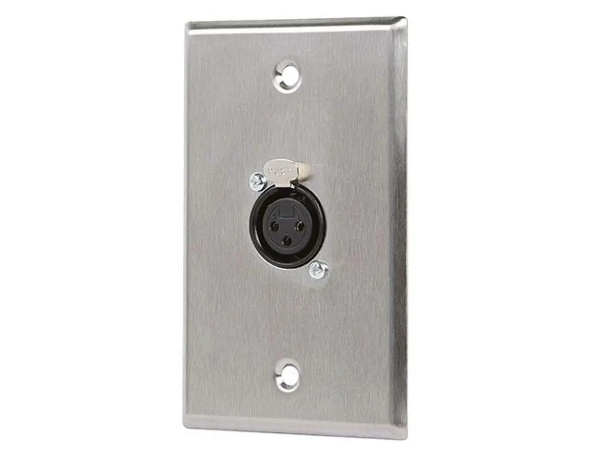 Monoprice XLR Female 3-Pin Wall Plate Zinc Alloy Silver | High-Quality Audio Connector - main product image