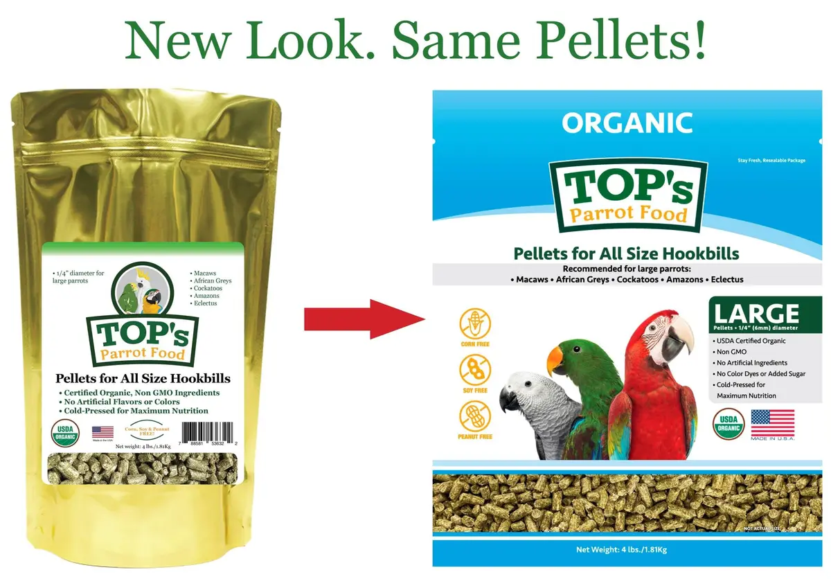 TOP's Parrot Food USDA Organic Certified Non-GMO Bird Food for Hookbills 1.82 kg (4 lb) | Complete Diet for Large Parrots - view 2